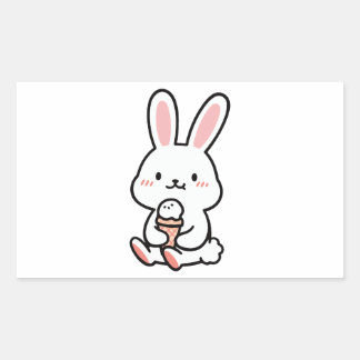 en söt bunny med glass rektangulärt klistermärke