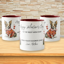En söt Chihuahua på ett Valentindagskort, Två-Tonad Mugg
