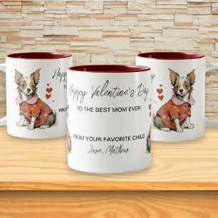 En söt Chihuahua på ett Valentindagskort, Två-Tonad Mugg