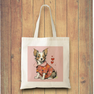En söt Chihuahua på ett Valentindagskort, Tygkasse