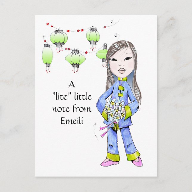 En söt Chna flickateckning vid speciell förfrågan Vykort (Framsida)