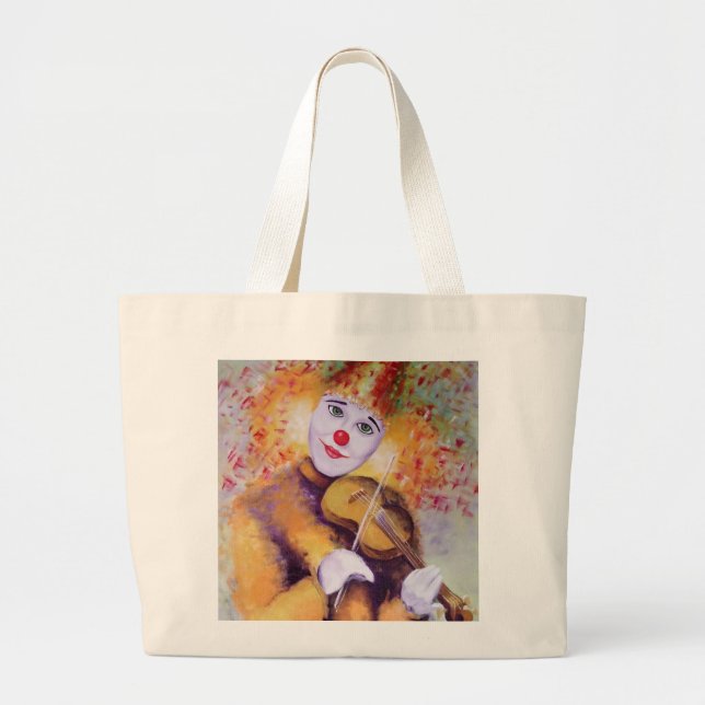 En söt clown som spelar fiolin jumbo tygkasse (Framsidan)