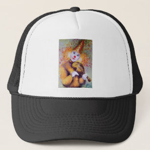 En söt clown som spelar fiolin keps