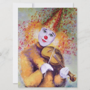 En söt clown som spelar fiolin kort