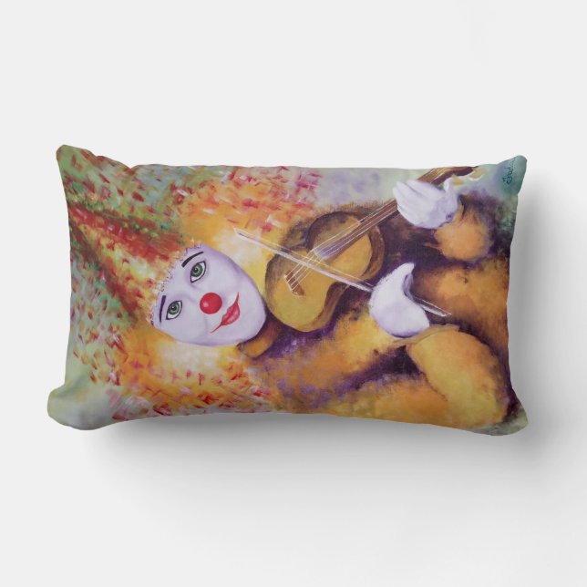 En söt clown som spelar fiolin lumbarkudde (Framsida)