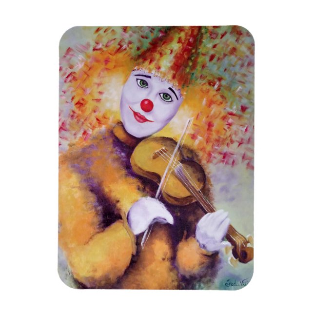 En söt clown som spelar fiolin magnet (Vertikal)