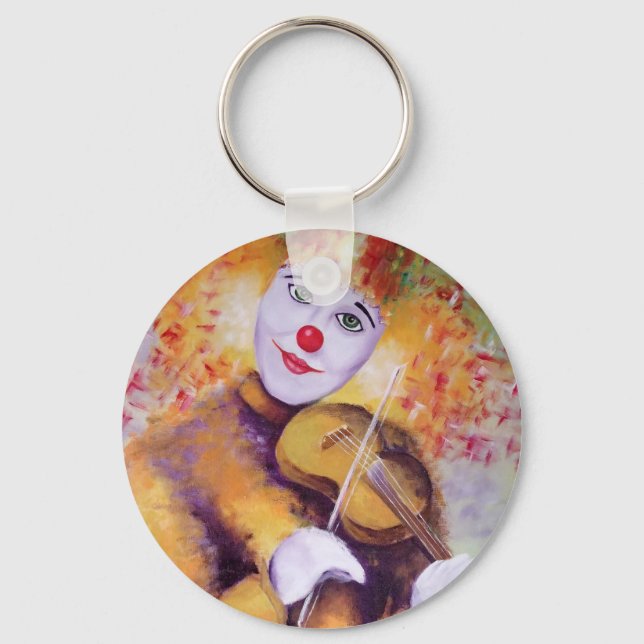 En söt clown som spelar fiolin nyckelring (Framsida)
