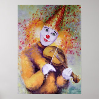 En söt clown som spelar fiolin poster