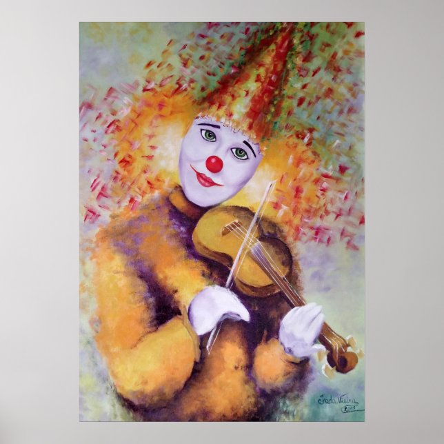 En söt clown som spelar fiolin poster (Framsidan)