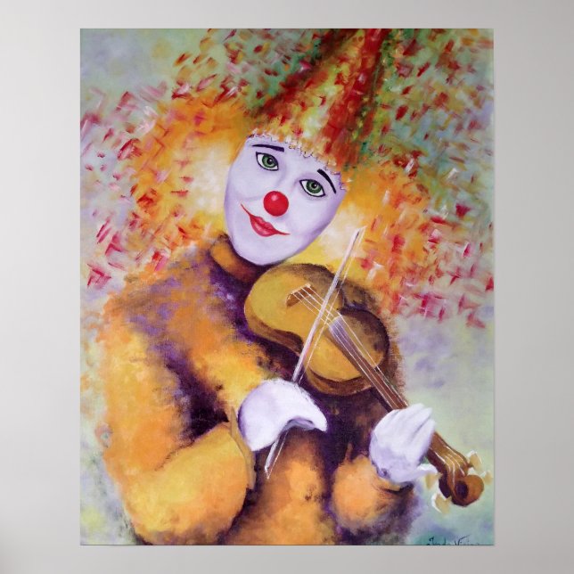 En söt clown som spelar fiolin poster (Framsidan)