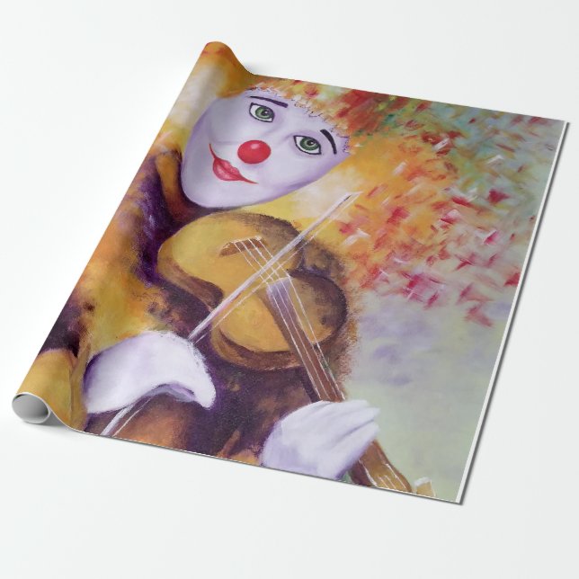 En söt clown som spelar fiolin presentpapper (Utrullad)