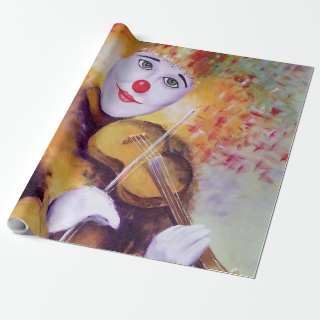 En söt clown som spelar fiolin presentpapper (Utrullad)
