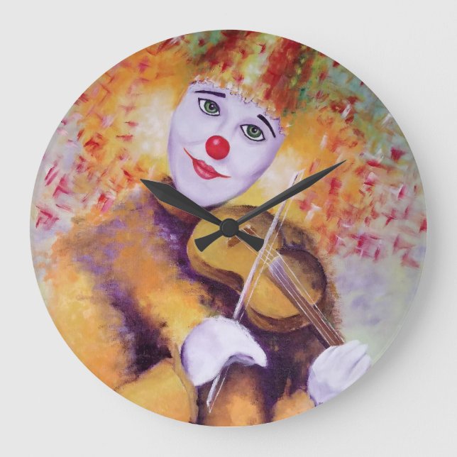 En söt clown som spelar fiolin stor klocka (Framsida)