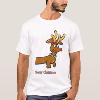 En söt dachshund som bär renhorn t shirt