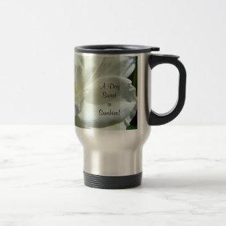 En söt dag i solsken! Kaffe kopp vit ros