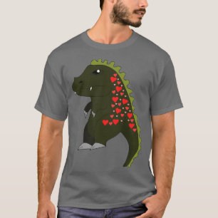 En söt dinosaurie fylld med hjärtan t shirt