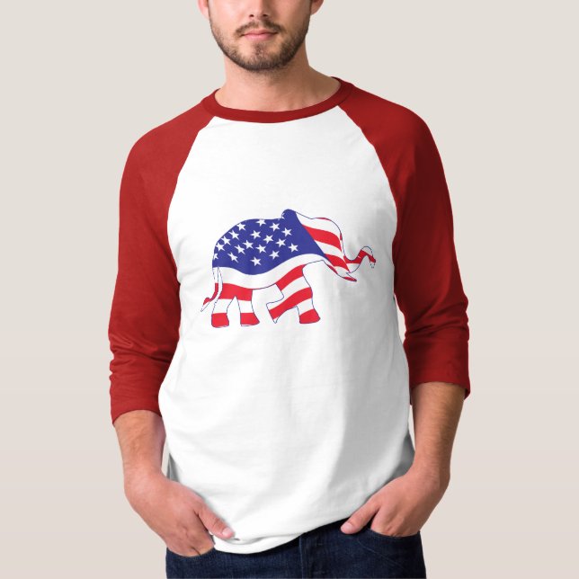 en söt elefant som tillverkas i USA flagga T Shirt (Framsida)