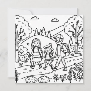 En söt färgsida för familjerelering och camping