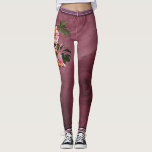 En söt flamingo i en tropisk paraise leggings