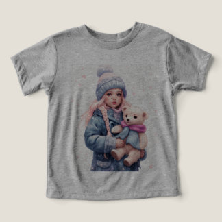 En söt flicka med teddy t shirt