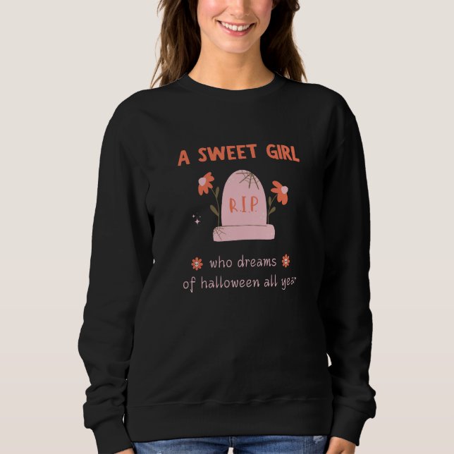 En söt flicka som drömmer om Halloween hela året T Shirt (Framsida)