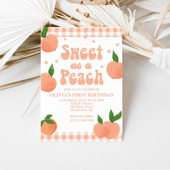 En söt födelsedagsinbjudan från Peach Inbjudningar (Skapare uppladdad)