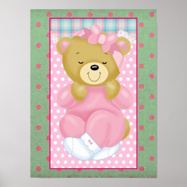 En söt gosig björn iklädd rosa poster (Framsidan)