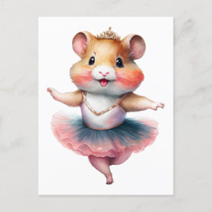 En söt hamster ballerina är dansbalett. Vattnet Helg Vykort