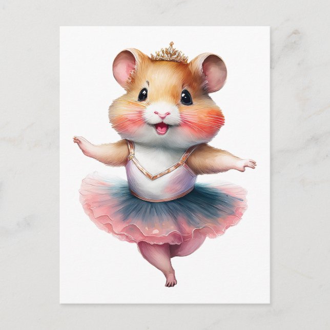 En söt hamster ballerina är dansbalett. Vattnet Helg Vykort (Framsida)
