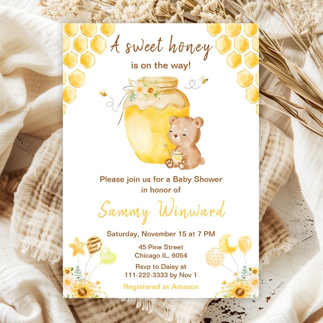 En söt Honey Bear-bebisfest Inbjudningar (Skapare uppladdad)
