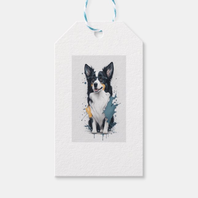 En söt hund Gräns Collie Presentetikett (Framsidan)
