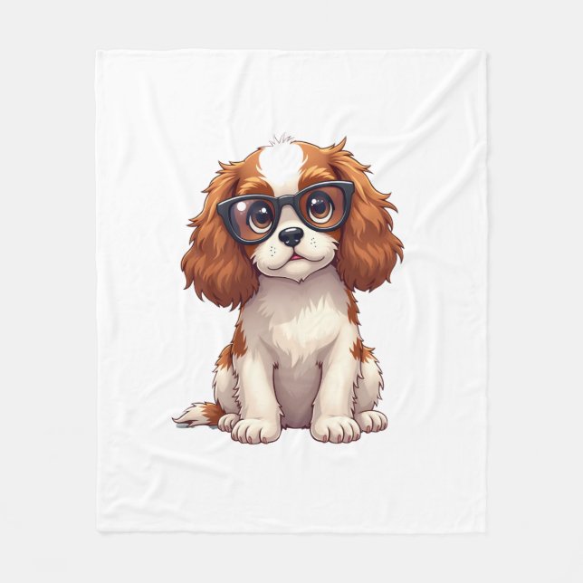 En söt hund Kung Charles spanel Fleecefilt (Framsidan)