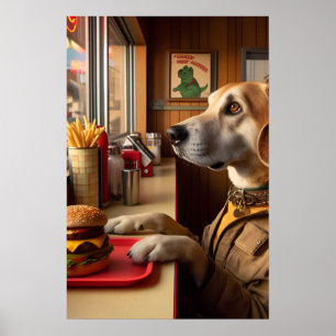 En söt hund på Middagen Poster