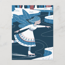 En söt ikejeskör med blå vingar vykort