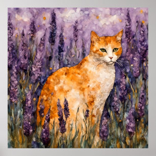 En söt ingerkatt i lavender fält poster