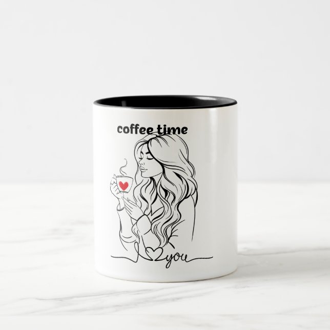 En söt kaffetid Två-Tonad mugg (Center)
