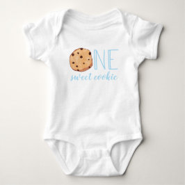 En söt kaka blå ettårs baby bodysuit t shirt