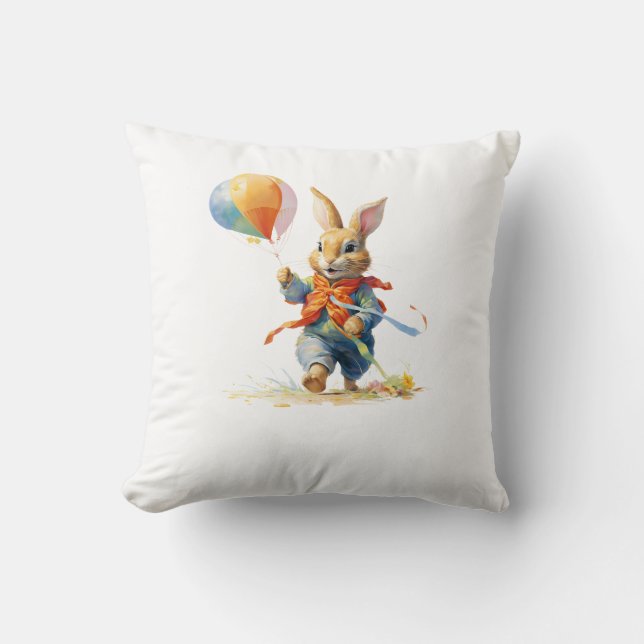En söt kanin med ballonger Kuddvar Kudde (Framsida)