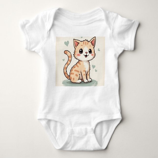 en söt katt Baby Bodykostym T Shirt (Framsida)