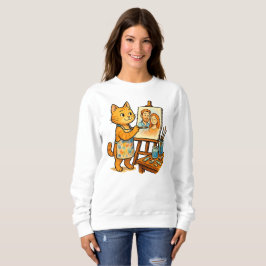 En söt katt målar en porträtt i sin familj T-Shirt