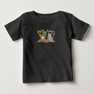 En söt katt och sköldpadda gillar att äta pizza t shirt