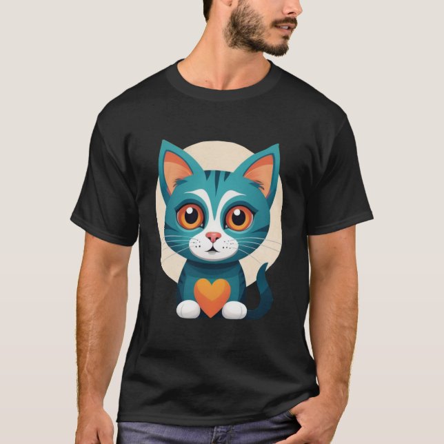 en söt katt t skjorta t shirt (Framsida)