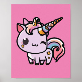En söt kawaii Unicorn poster