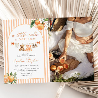 En söt liten apelsin citrus baby shower Foto Inbjudningar