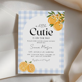En söt liten apelsinrutig citrus baby shower inbjudningar