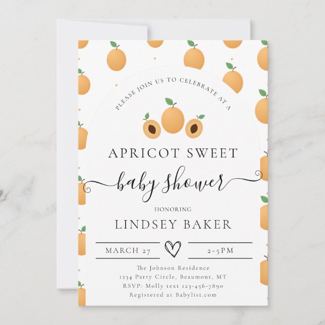 En söt liten Apricot-babydusch Inbjudningar (Framsida)