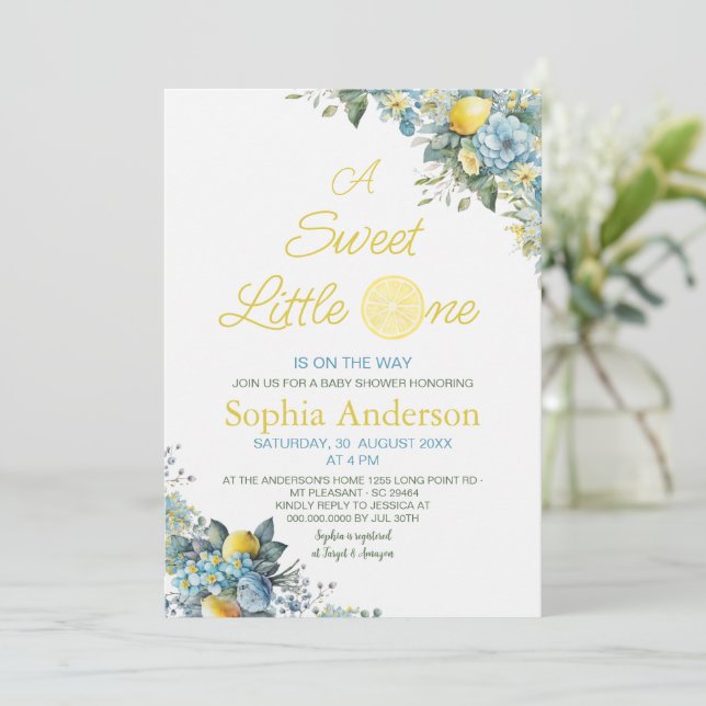 En söt liten är på väg till Limon Baby Shower Inbjudningar (Stående Fram)