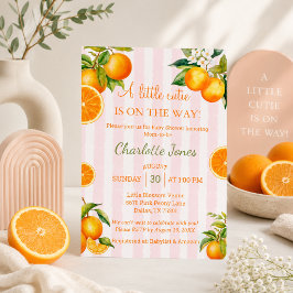 En söt liten baby är på väg Citrus Bany Dusch Inbjudningar