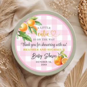 En söt liten baby är på väg tack Baby Shower Runt Klistermärke