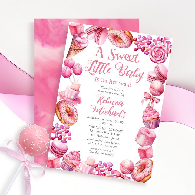 En söt liten Baby Candy Ram Girl Baby Shower Inbjudningar (A Sweet Little Baby Candy Frame Girl Baby Shower Invitation)